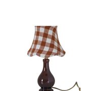 Lampe vintage recyclée — pied céramique brun, abat-jour vichy terracotta