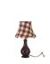 Recycled vintage lamp — brown ceramic base, terracotta gingham shade