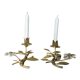 Pair of gilded metal candle holders and tassels