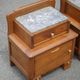 Pair of wooden nightstands, art deco style wooden bedside table, wood and marble table