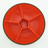 Orange and brown plastic compartmentalized appetizer tray - Emsa W. Germany - vintage 70s