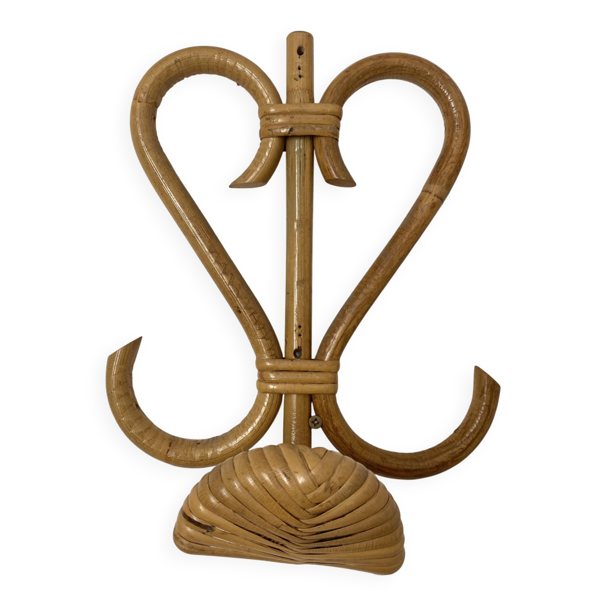 Patère en rotin années 60-70