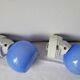 Duo of wall lamps in porcelain and blue opaline
