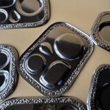 A set of 6 vintage breakfast metal plates