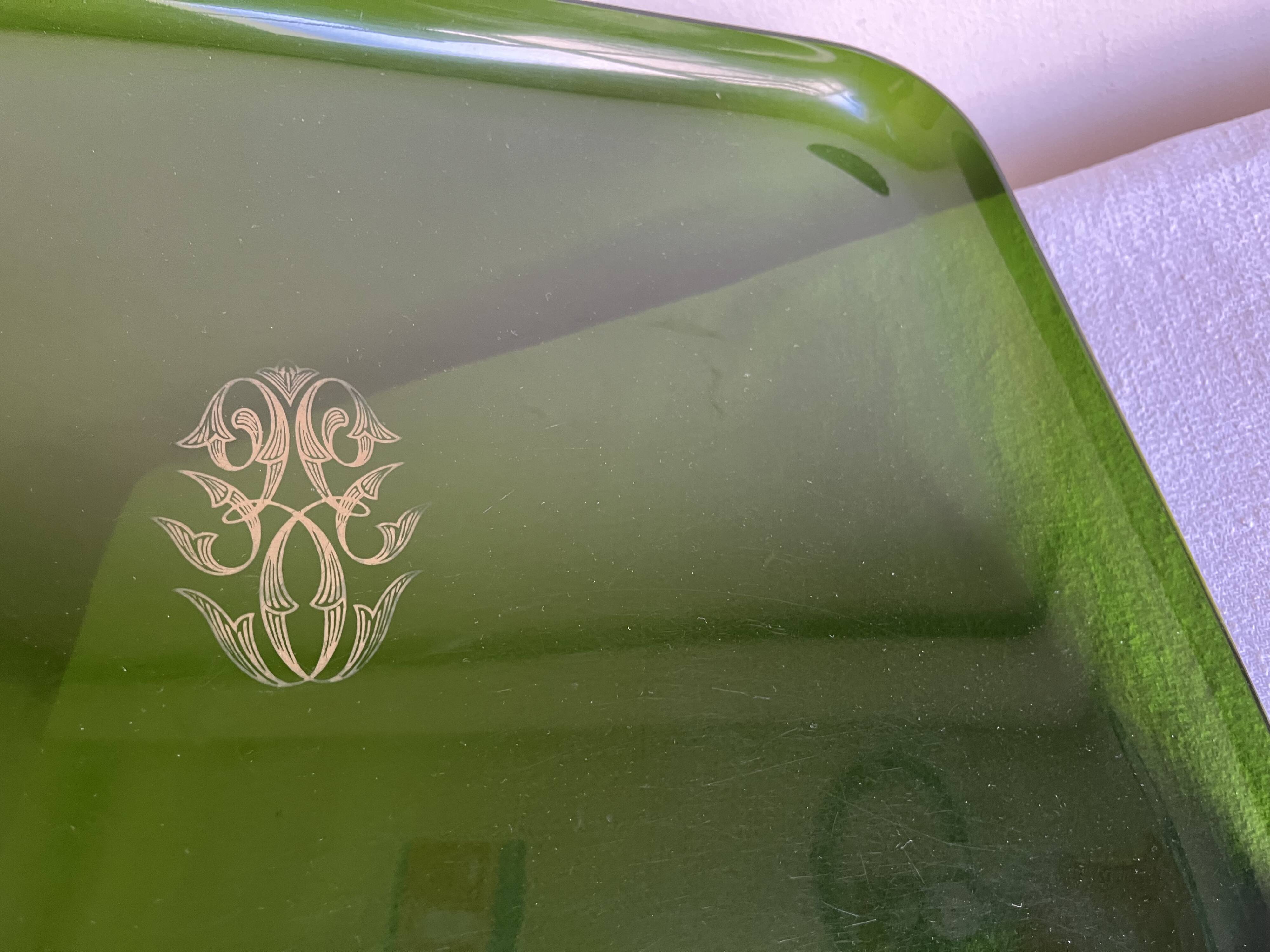 1980 green plexiglass plateau neo-classical