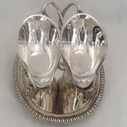 Idiot, double sauce boat + liners, Minerva silver, excellent condition, 19th century, 1.798 kg