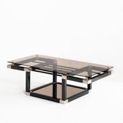Coffee table attributed to Romeo Rega. Iron and smoked glass – France, 1980s.