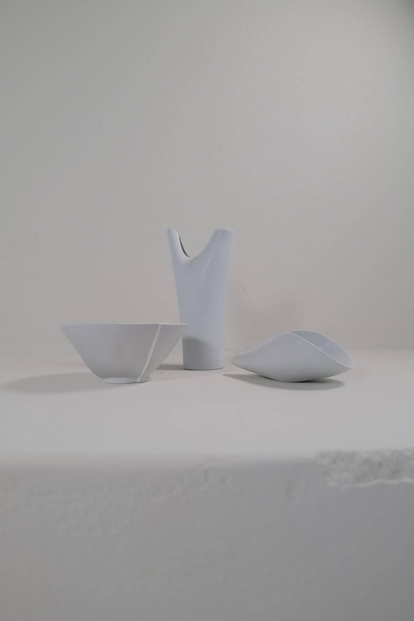 Mid-Century Modern Vase and Bowls Gustavsberg, Sweden, 1950s