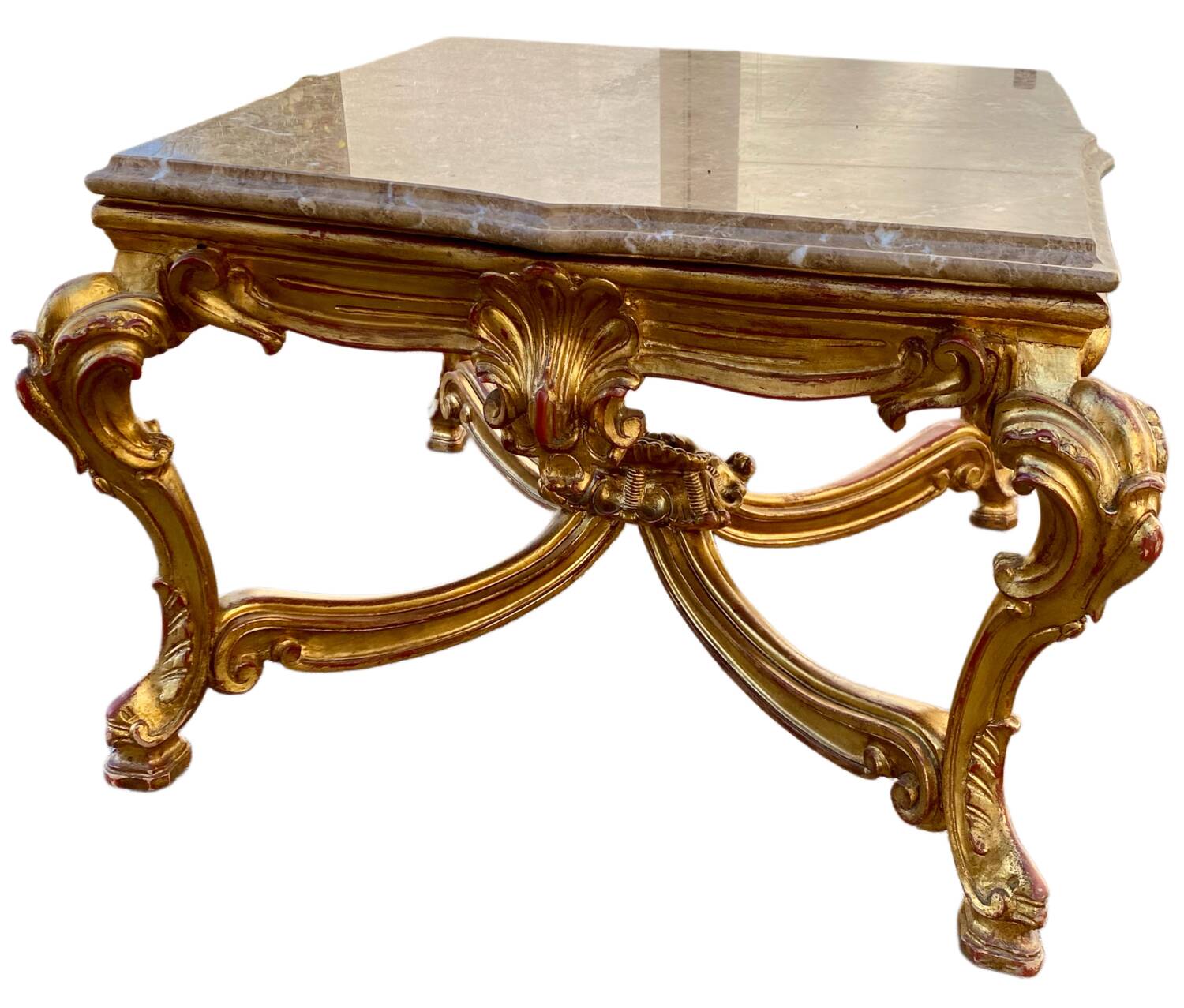 Table de milieu en bois doré table basse Louis XVI