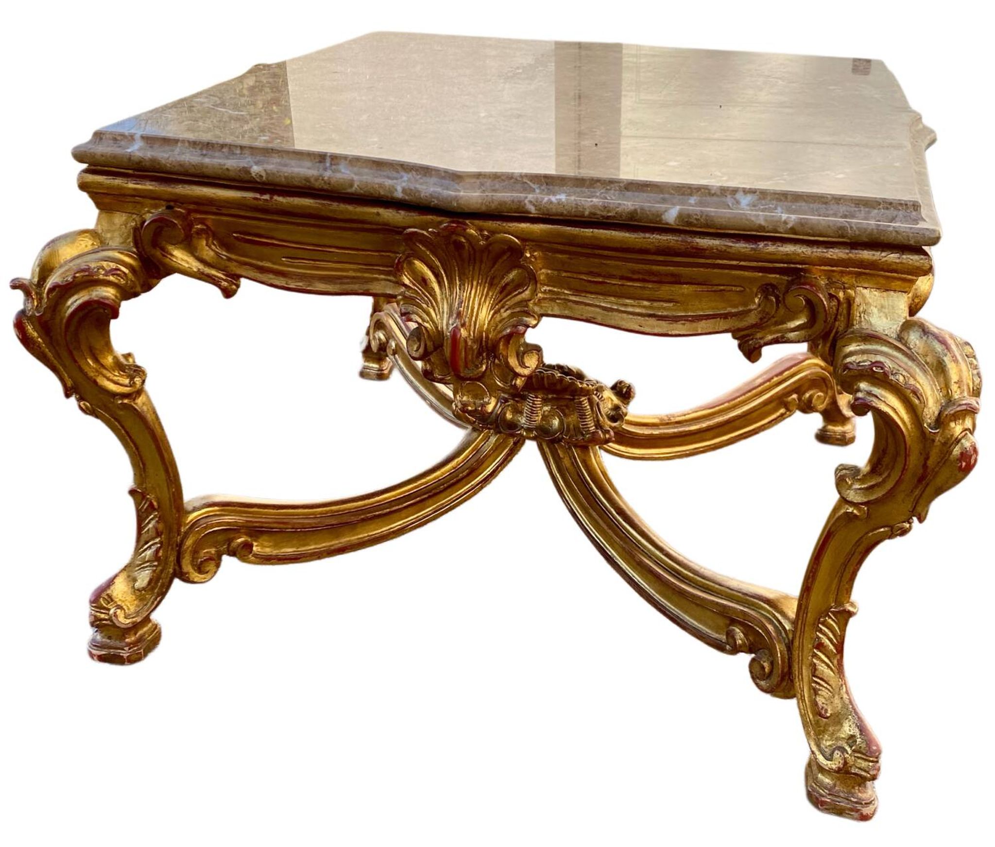 Table de milieu en bois doré table basse Louis XVI