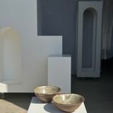 Duo of ceramic bowls interior glazed exterior matt raw earth