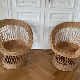 Paire de fauteuils en rotin