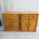 Pair of sideboards in rattan and wicker braided vintage 1970.