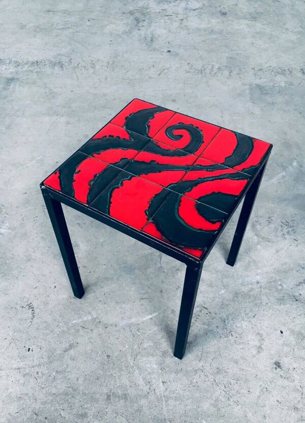 Ceramic Top Side Table, Belgium, 1960s
