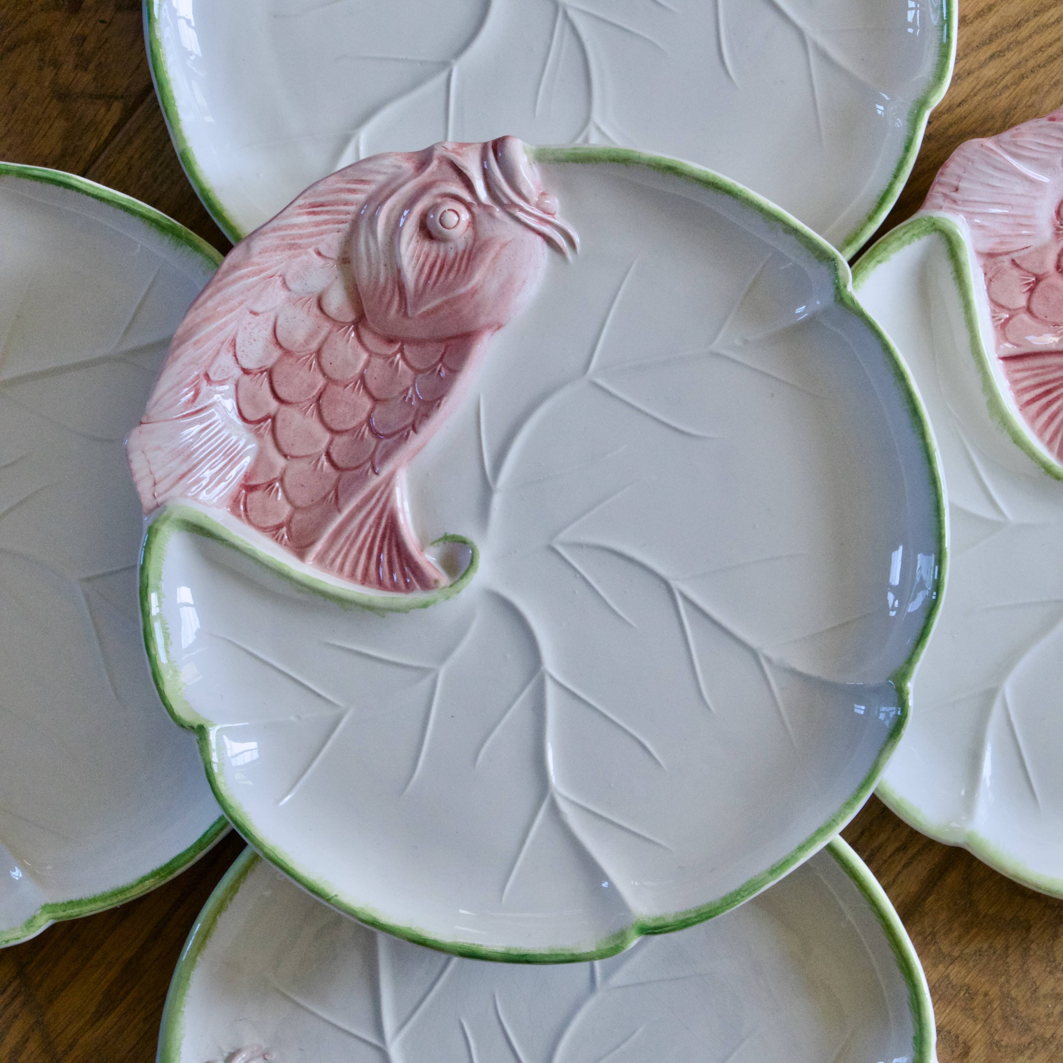 Large majolica plates signed Chaumette Paris