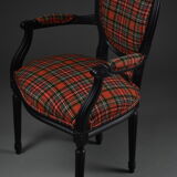 Medallion Chair with Tartan Fabric, Early XXth century