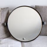 Vintage Smoked Plastic Round Wall Mirror