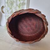 Vintage Japanese Ikebana basket made of smoked bamboo in natural