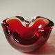 Murano Sommerso Ashtray/Vide Poche. Amber Iridescent Red Glass