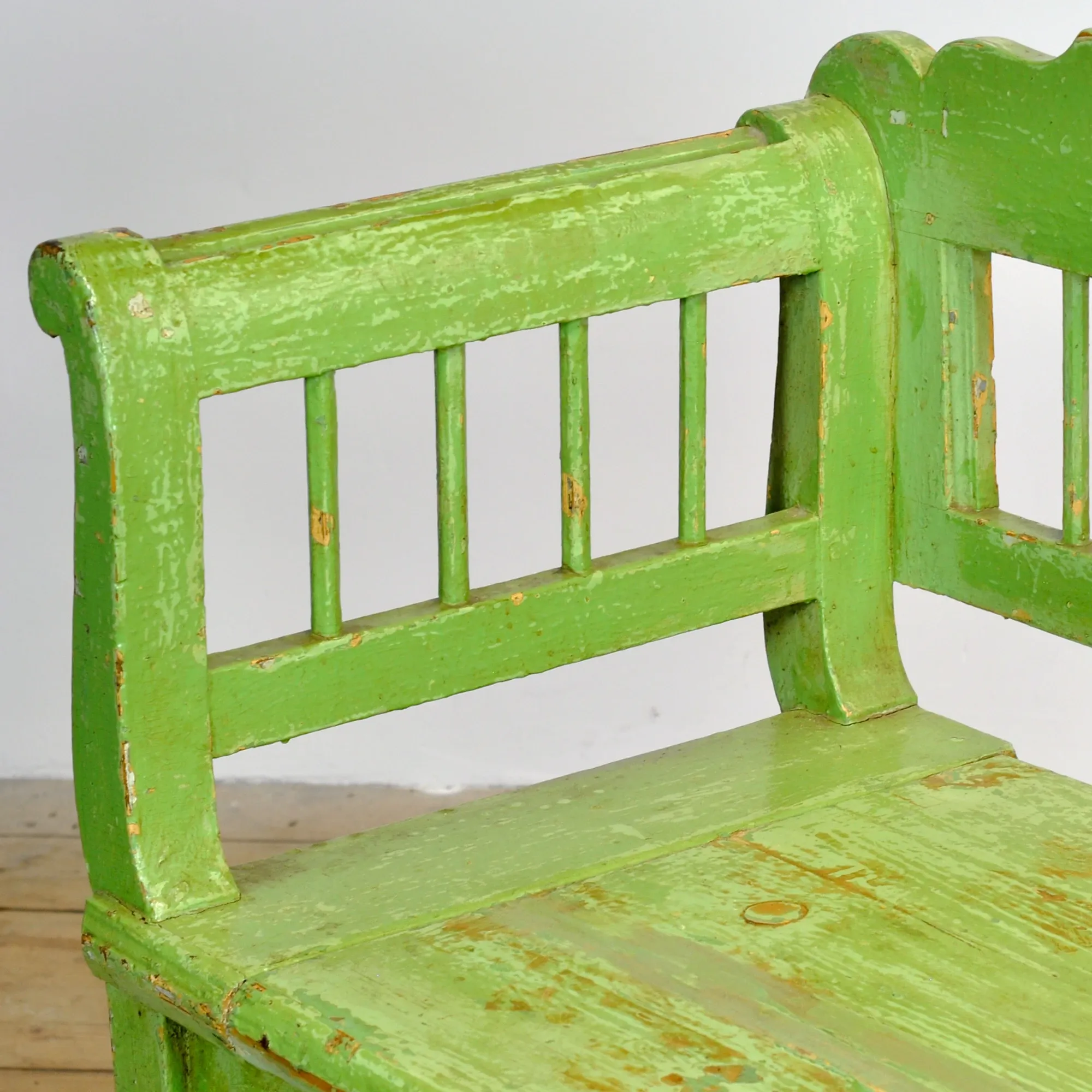 Antique pine bench with storage, 1900s
