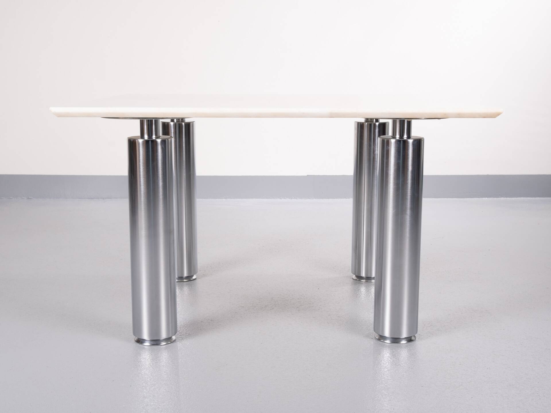 Wolfgang C.R. Mezger Marble on steel coffee table 1980s