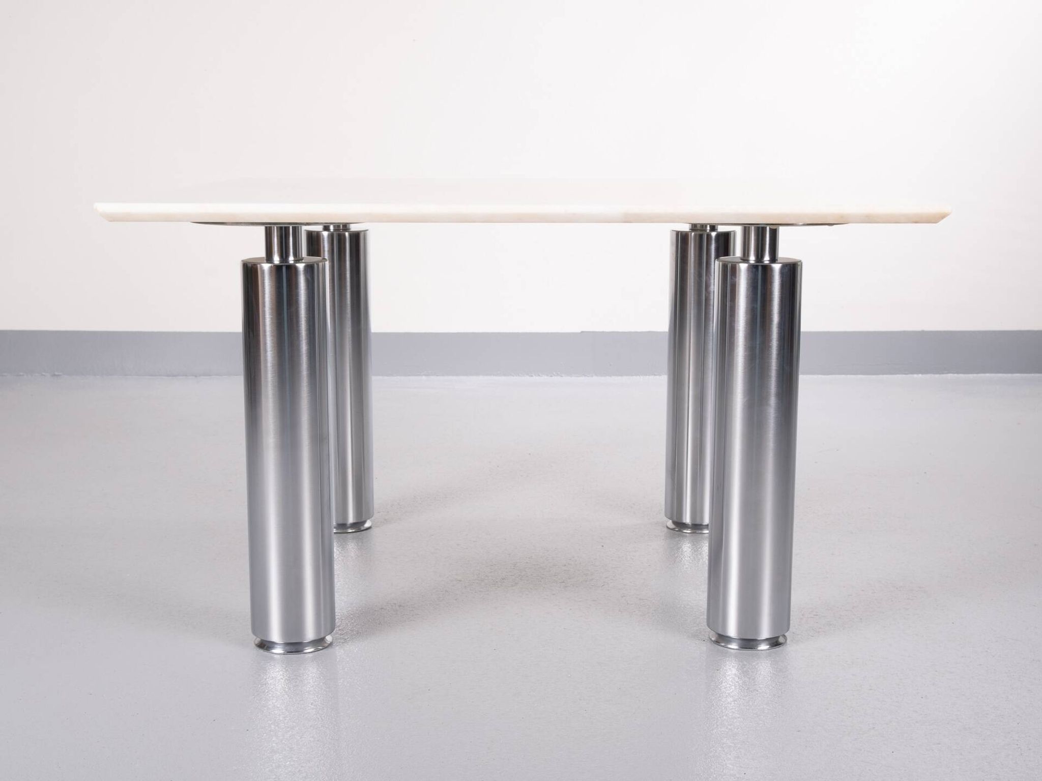 Wolfgang C.R. Mezger Marble on steel coffee table 1980s