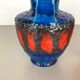 Set of 2 Multi-Color Fat Lava Op Art Pottery Vase Made Bay Ceramics, Germany