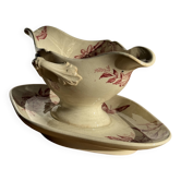 Saucier ancienne en faïence rose de Badonviller modèle Jasmin