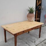 Old rustic farm table 2 drawers 1900s - 1m62