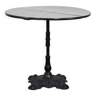 Table de pub anglaise antique ronde/table d'appoint/petite table à manger avec pied décoratif en fonte et chêne