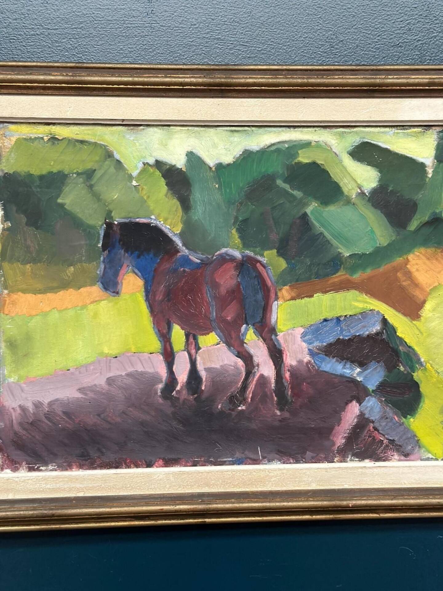Huile sur toile suédoise – “Häst II” par Harald Fredriksson (1950)