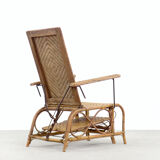 Bauhaus rattan armchair with ottoman by Erich Dieckmann, 1930s