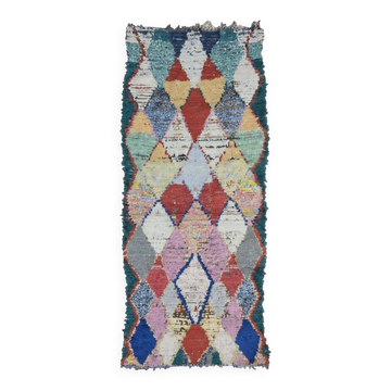 Colorful Boucherouite Rag Rug - 259 x 106 cm