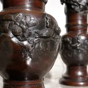 Set of 19th-century Japanese vase lamps with dragons and birds