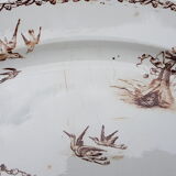 Large oval serving dish in Creil and Montereau earthenware Model Marine, iron earth