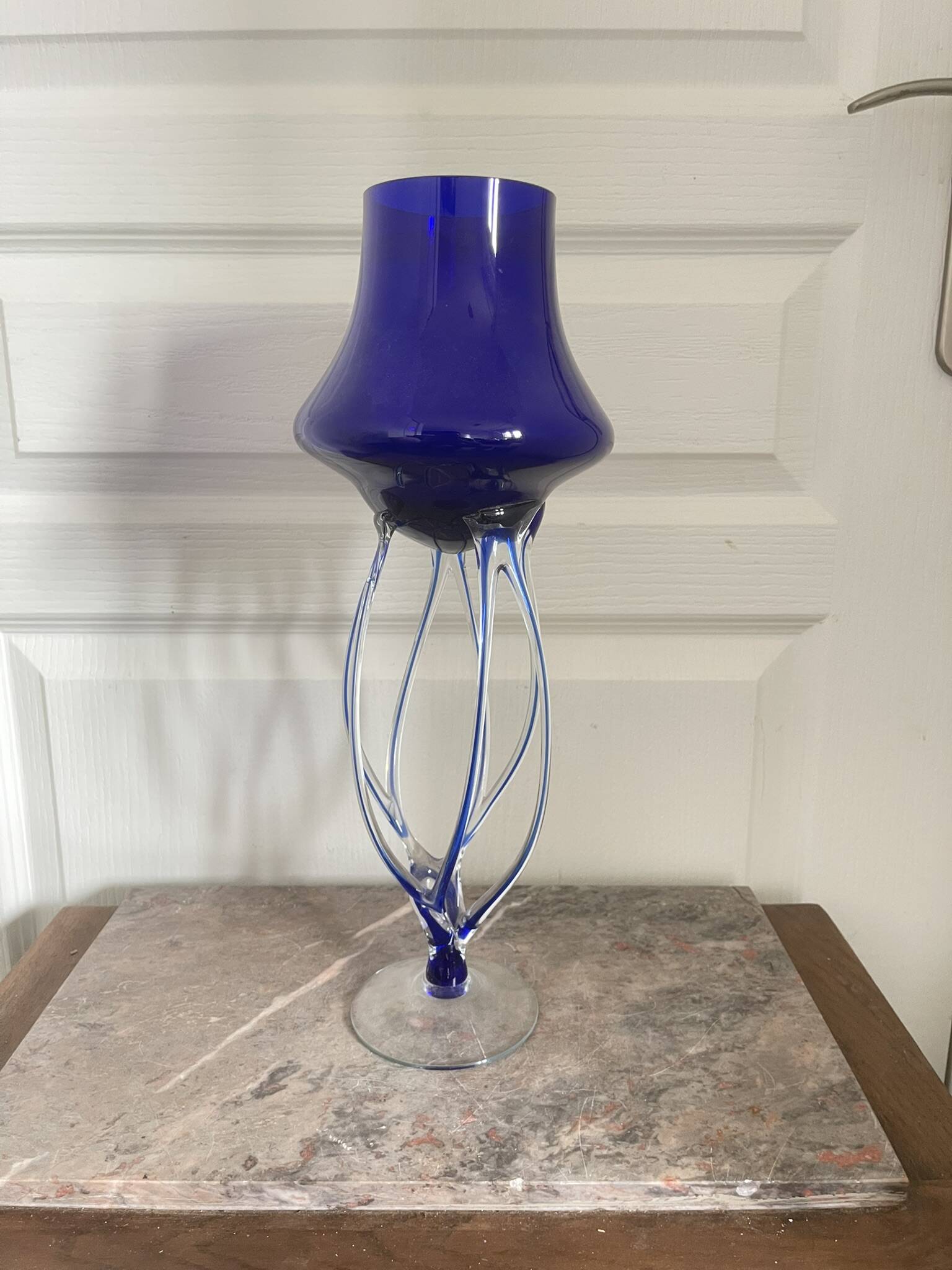 Ancient Medusa Cobalt Blue Cup Vase Jozefina Krosno Octopus Blown Glass
