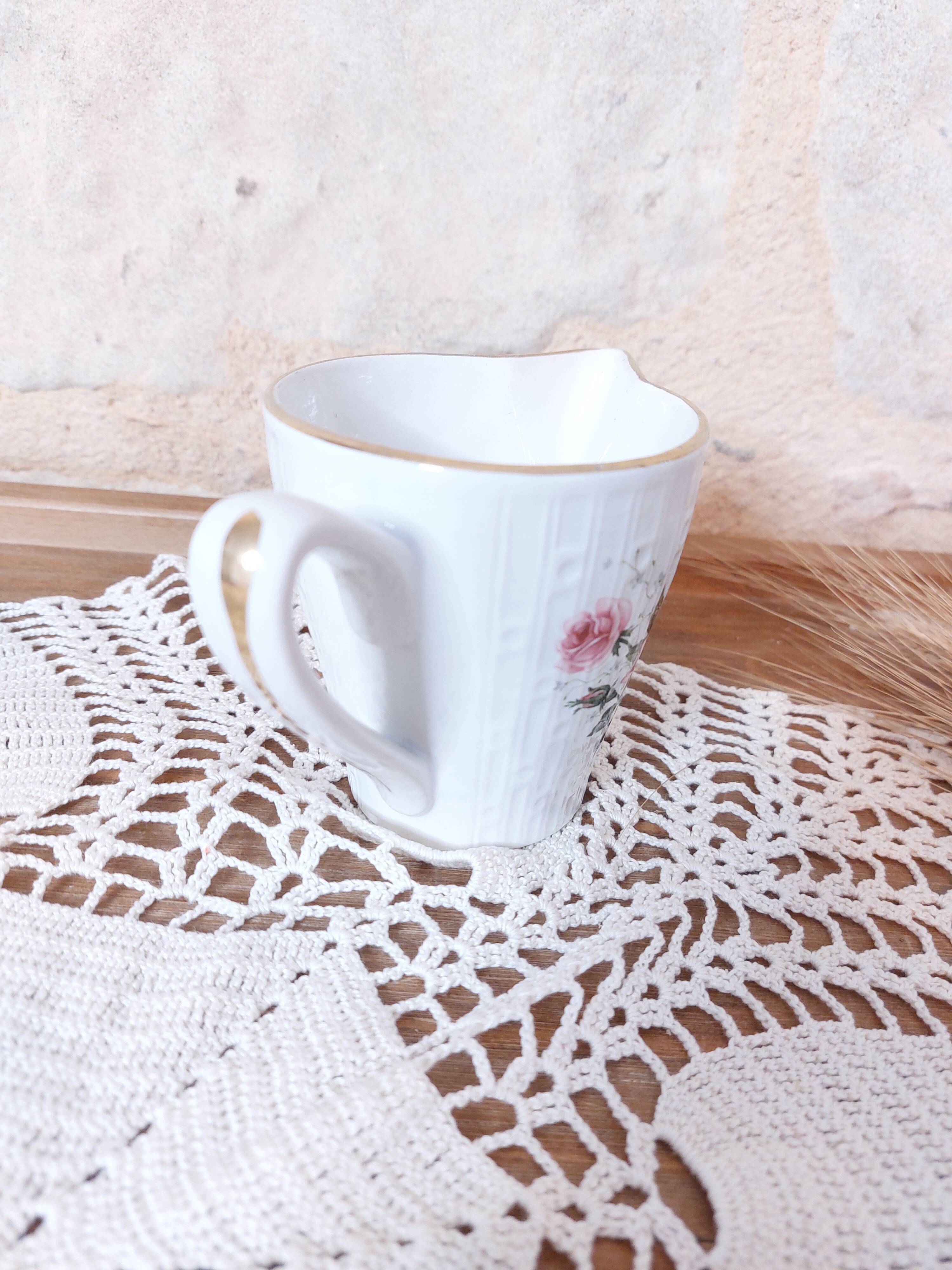 Luneville KG France milk jug, pink rose decor