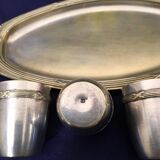 Tray and 4 brass timpani