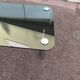 Table basse chromé et verre noir fumé space age italienne