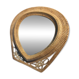Old vintage wicker rattan mirror
