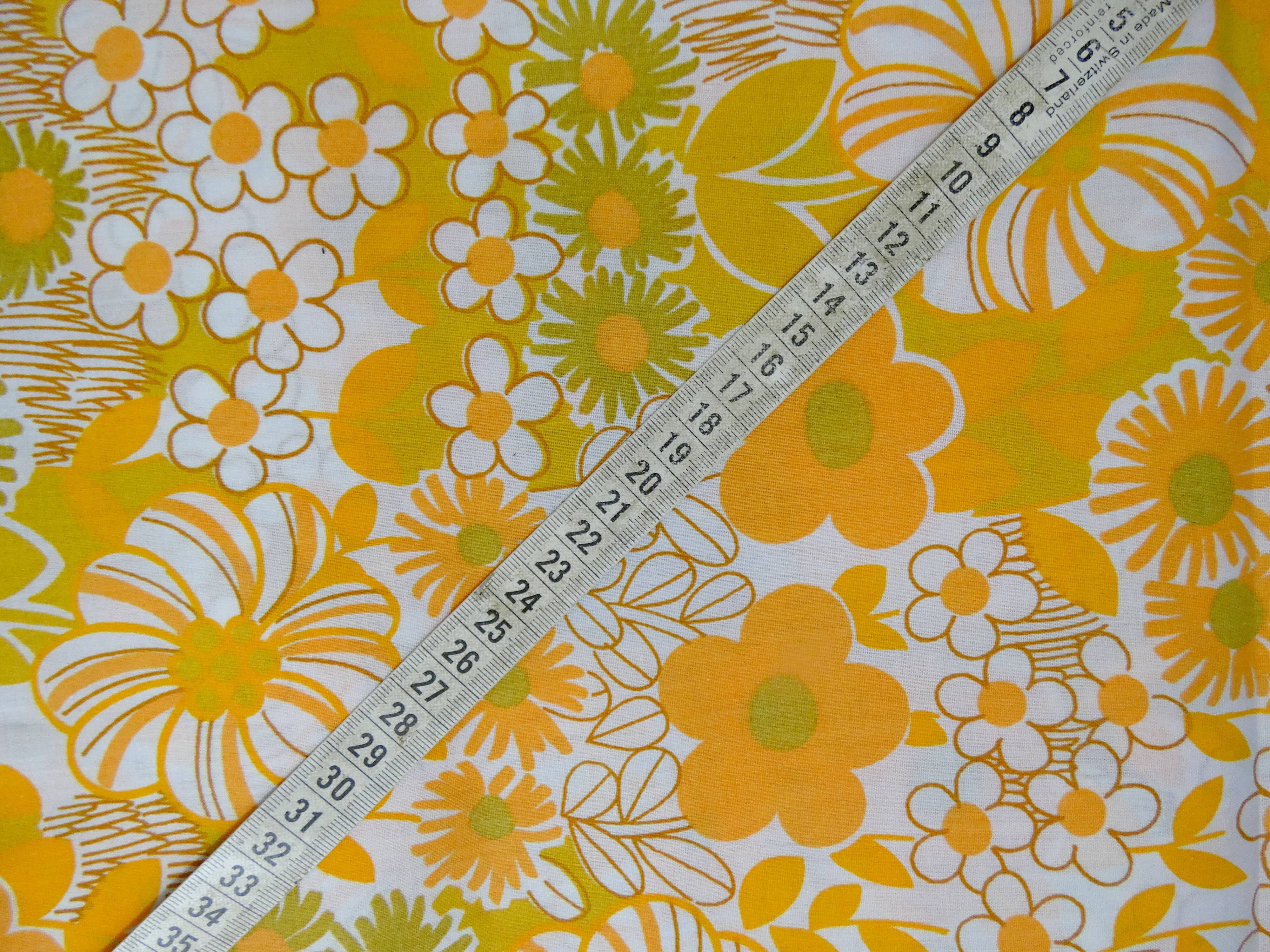 New sheet from the 70s orange flowers 240x300 vintage