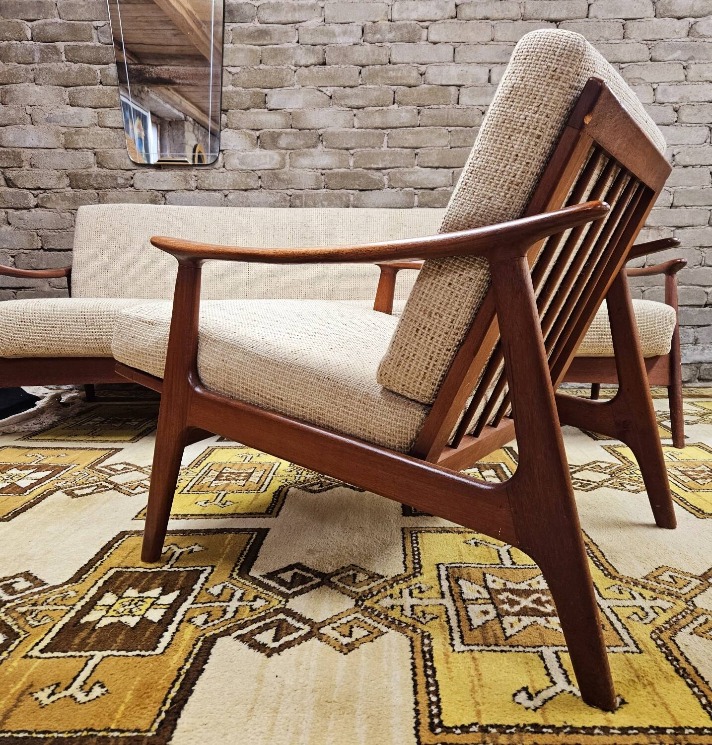 Danish teak Scandinavian sofa armchair set 1960