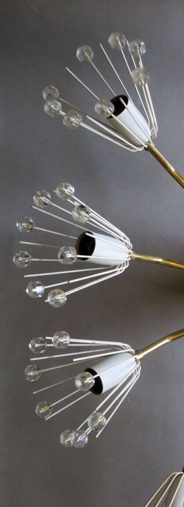 Chandelier elliptique en laiton et en verre à 10 bras, années 1950