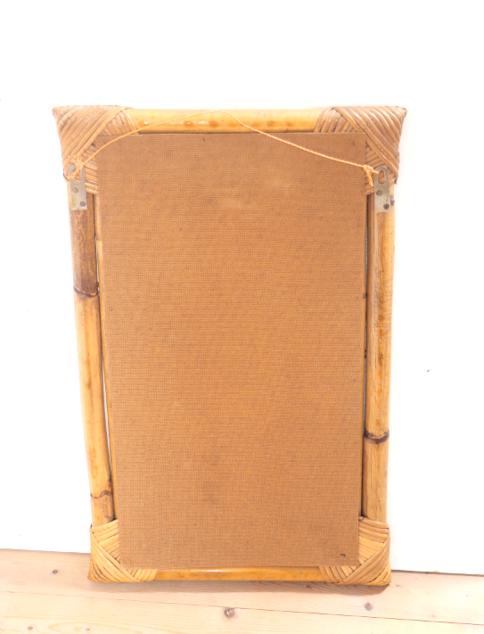 Rectangular rattan mirror