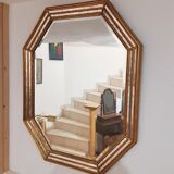 Large octagonal mirror with closed screens and beveled glass  72x91cm