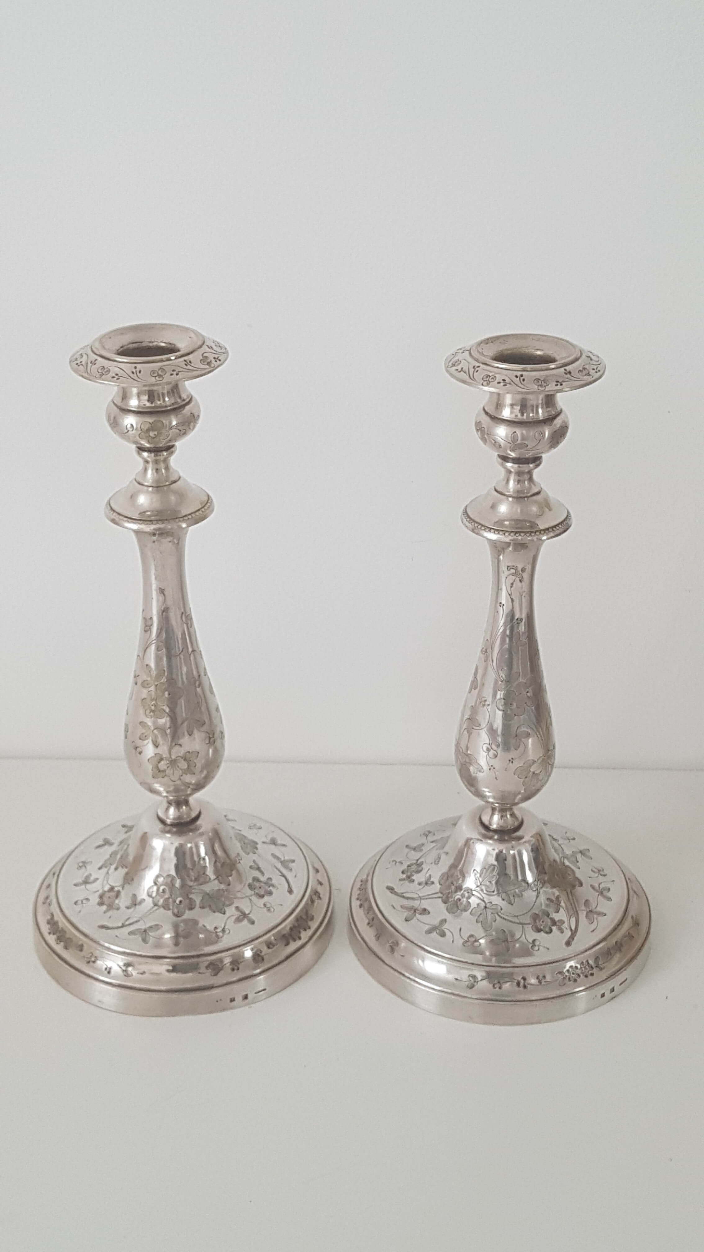 Pair of old candlesticks silver metal Christopfle