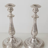 Pair of old candlesticks silver metal Christopfle