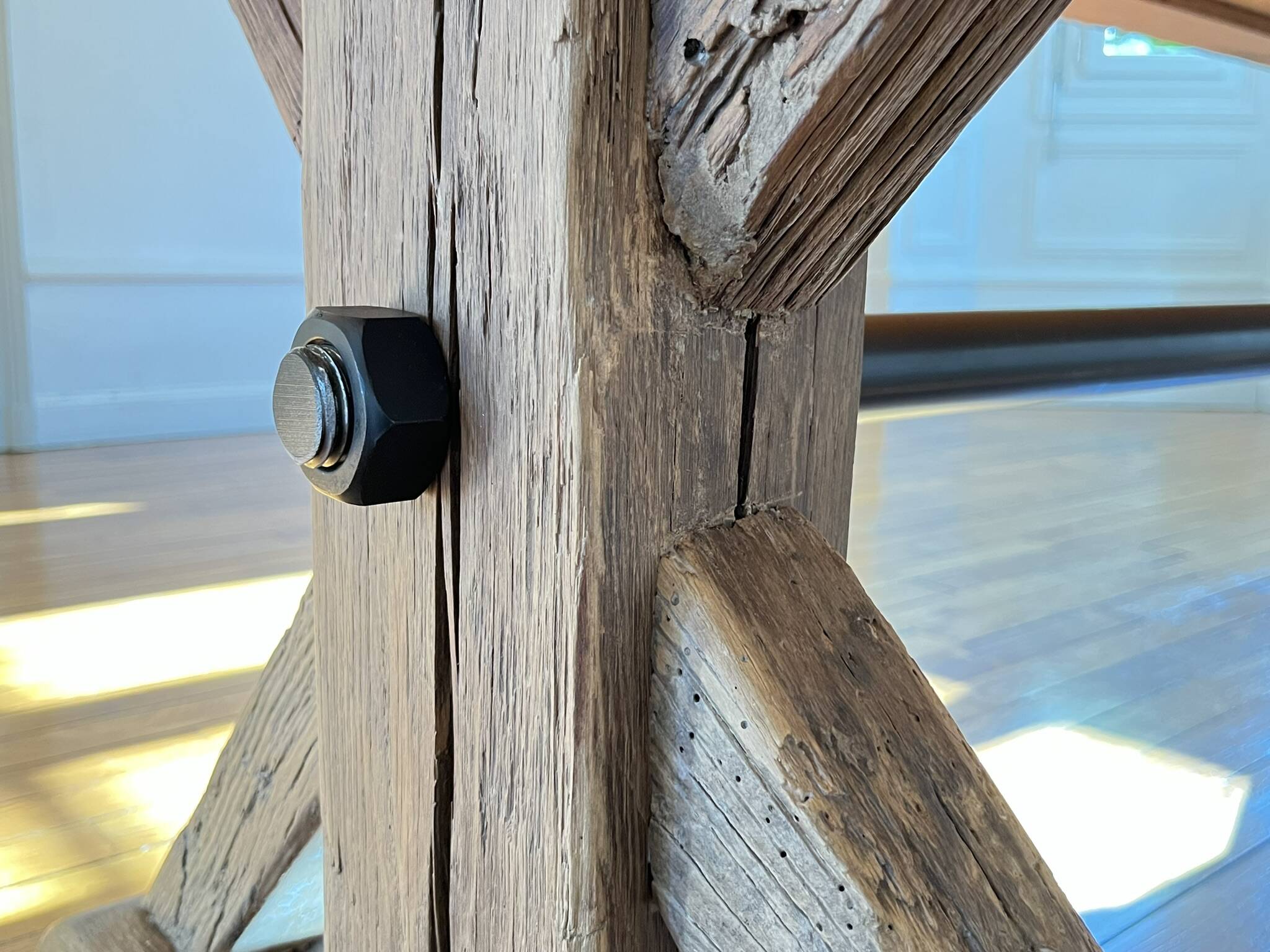 Antique solid oak farmhouse table with star legs - length 200 cm