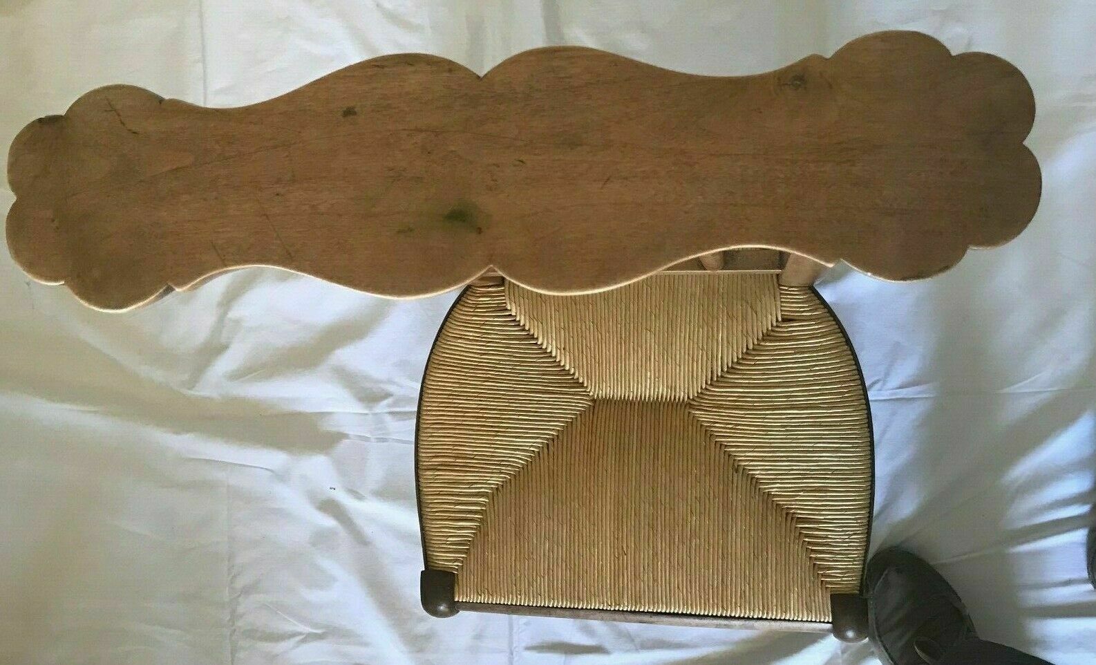 Pray god in massive cherry tree, 20th century straw bottom Prayer chair
