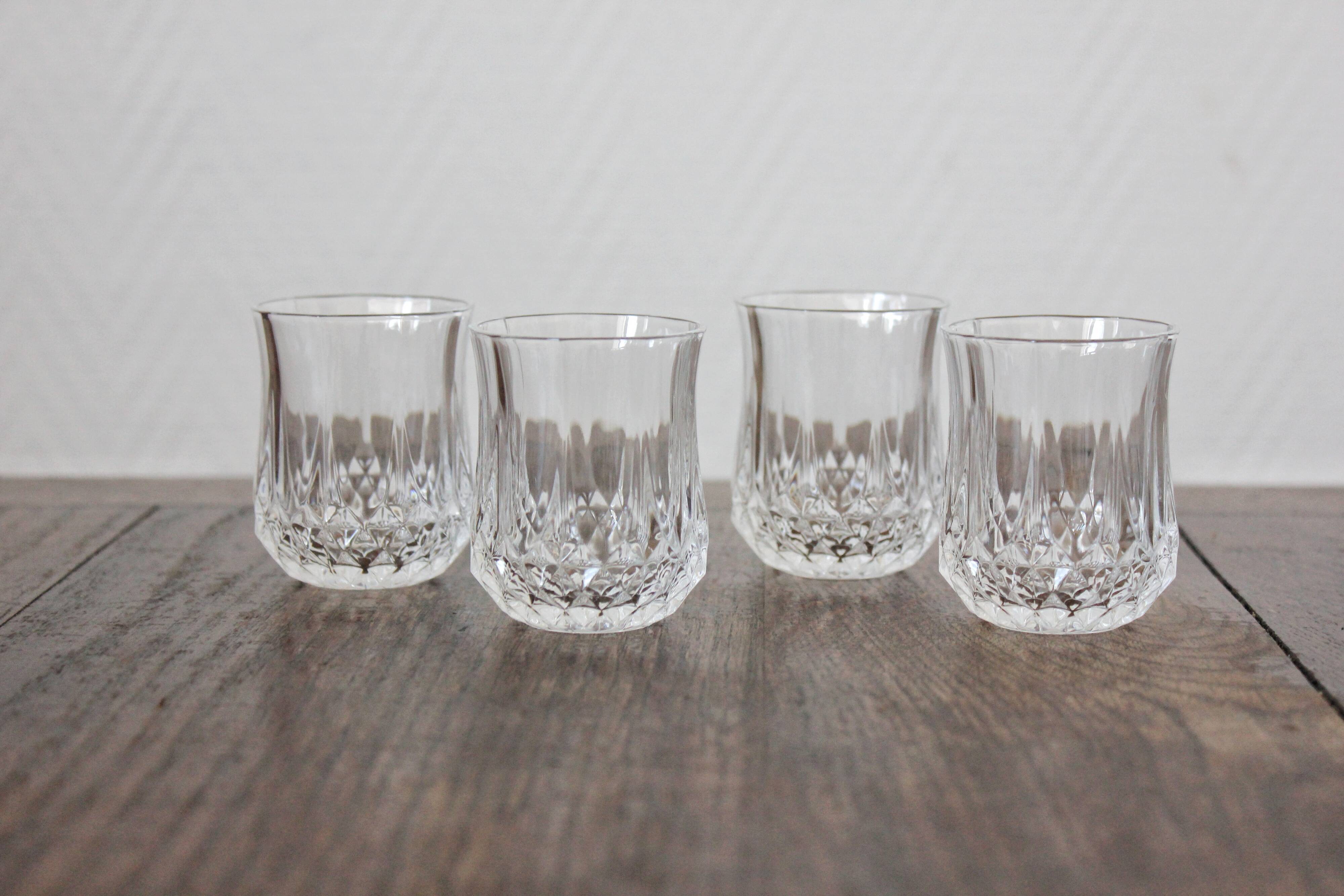4 glasses with digestive crystal Arques vintage Longchamp model